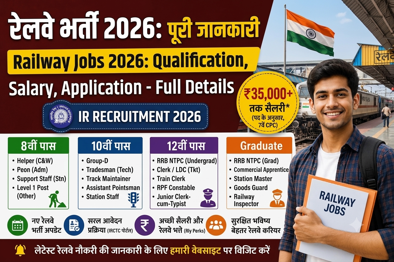 Railway Jobs 2026: रेलवे भर्ती, Qualification, Salary और आवेदन की जानकारी